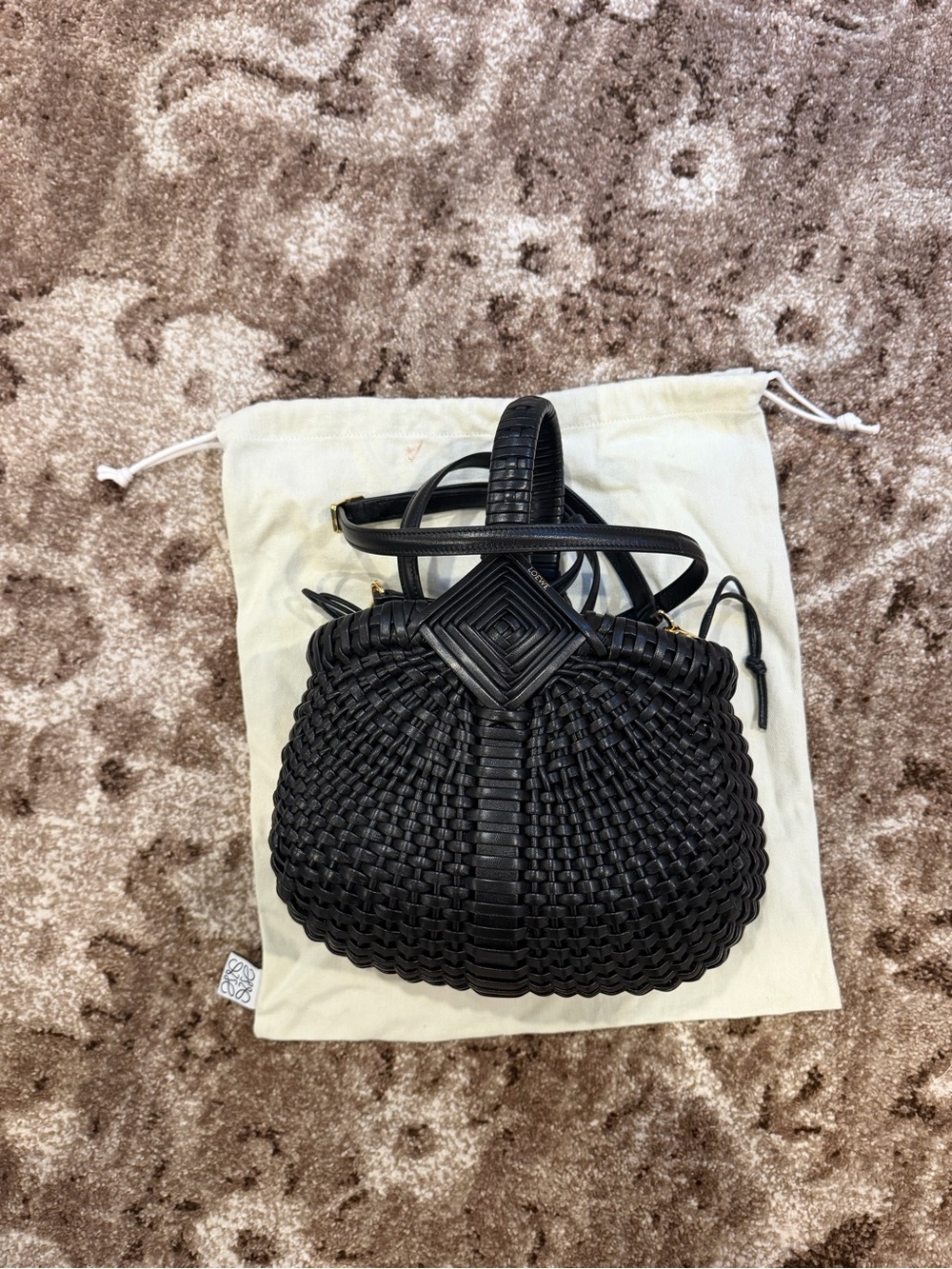 Loewe Handwoven Black Leather Tote | Rare Sculptural Basket Bag